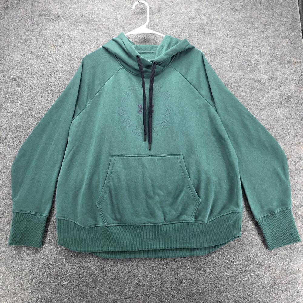 Under Armour Hoodie Womens XL Green Pullover Hooded Pockets Tagless Fleece